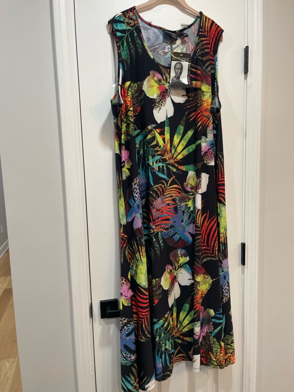 Attitudes by Renee Black Tropical Floral Print Dress
